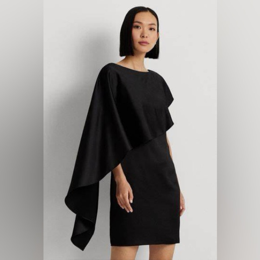 Satin Cape Cocktail Dress by Ralph Lauren. New with tags!